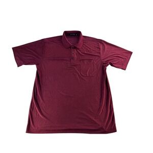 BOSS Hugo Boss Mens Burgundy Short Sleeve Silk Polo Shirt‎ Pocket Logo Size XL